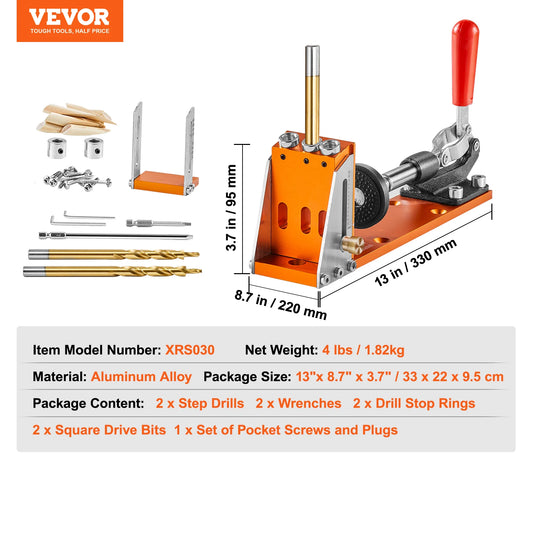 SucceBuy Adjustable Pocket Hole Jig Kit With Accessories