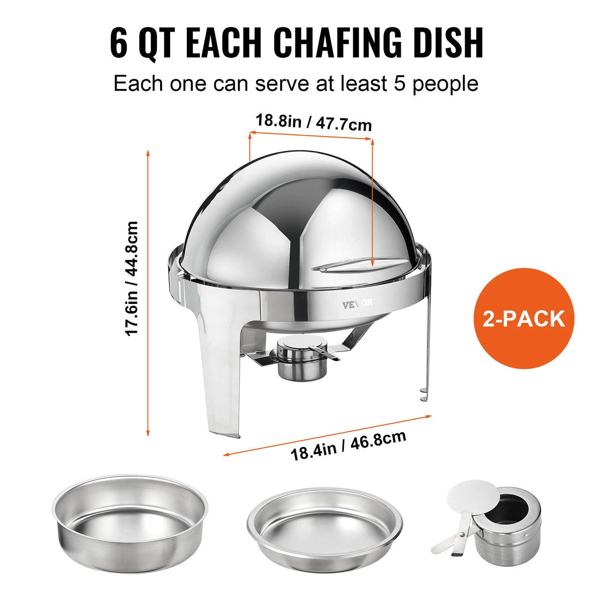 Succebuy Stainless Steel Roll Top Chafing Dish Catering Warmer
