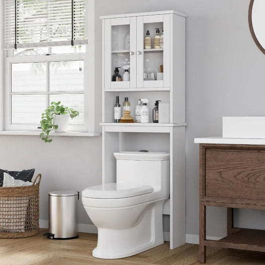XIUWO Over Toilet Storage Cabinet Bathroom Organizer Anti Tip Device