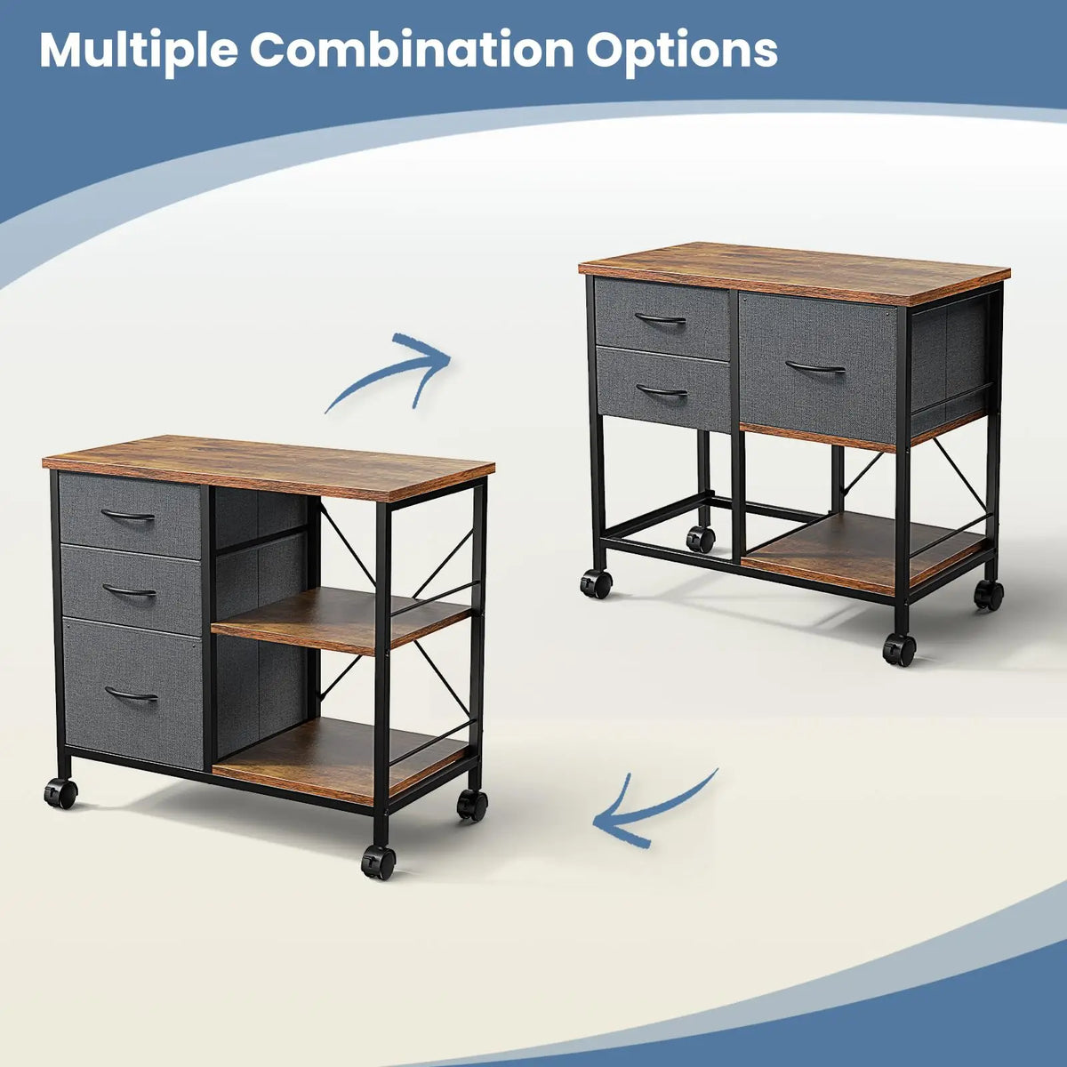 MCQ Movable Living Room Fabric Drawers Steel Frame Storage Cabinet
