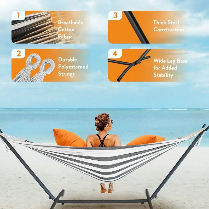 Gyroor Adjustable Hammock With Heavy Duty Folding Stand And Bag