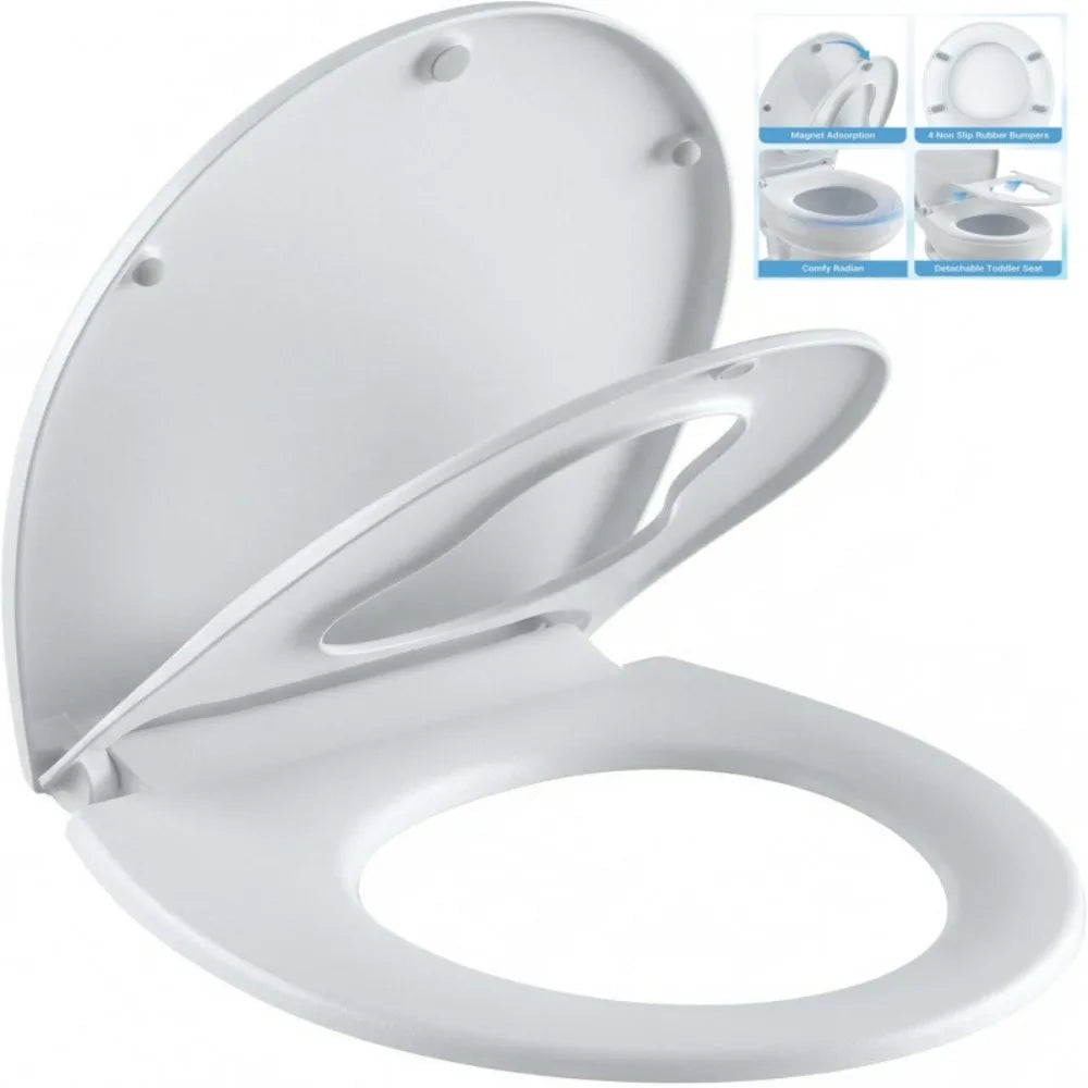 Universal Slow Close Toilet Seat With Antibacterial Quick Release Lid