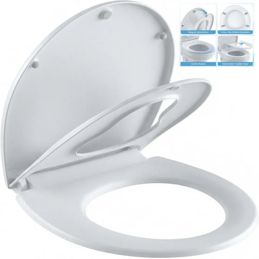 Universal Slow Close Toilet Seat With Antibacterial Quick Release Lid