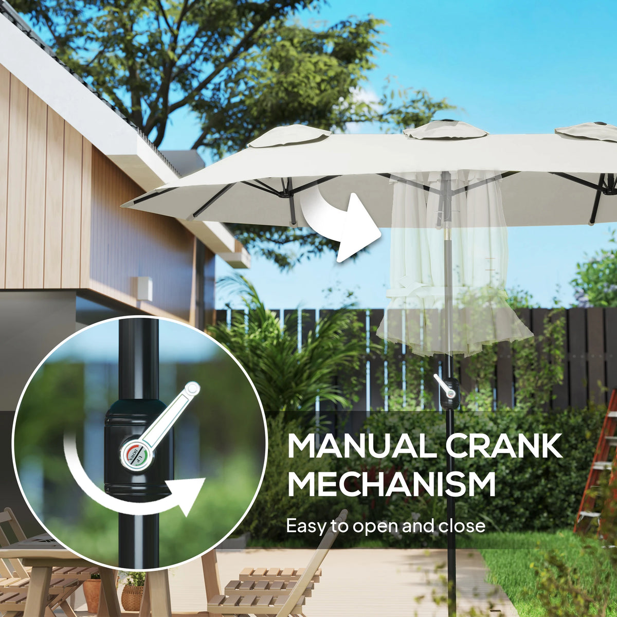 Double-Sided Patio Umbrella With Tilt Crank And Three Air Vents
