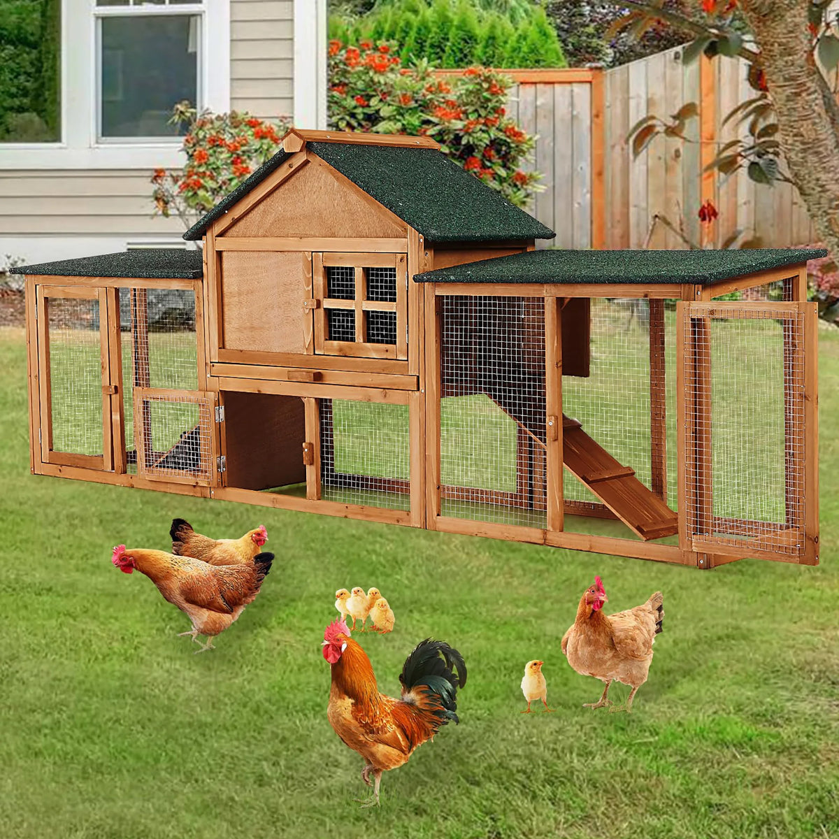 DishyKooker Wooden Rabbit Hutch With Double Runs And Tray