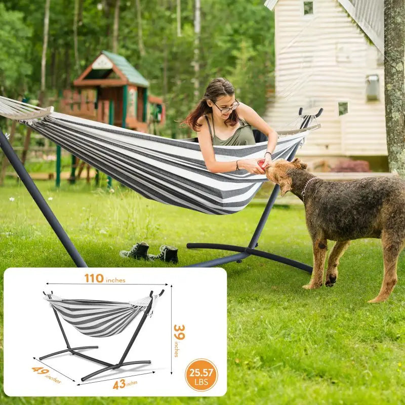 Gyroor Adjustable Hammock With Heavy Duty Folding Stand And Bag