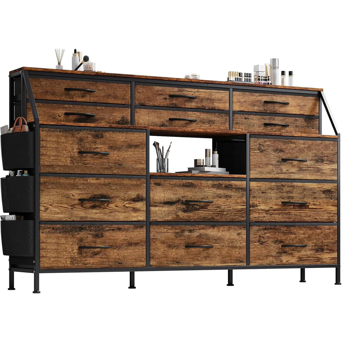 Twister CK 14 Drawer Fabric Dresser Wooden Top Bedroom Cabinet