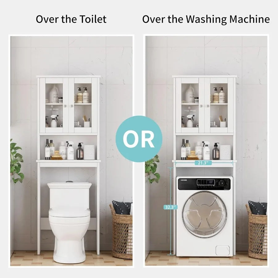 XIUWO Over Toilet Storage Cabinet Bathroom Organizer Anti Tip Device