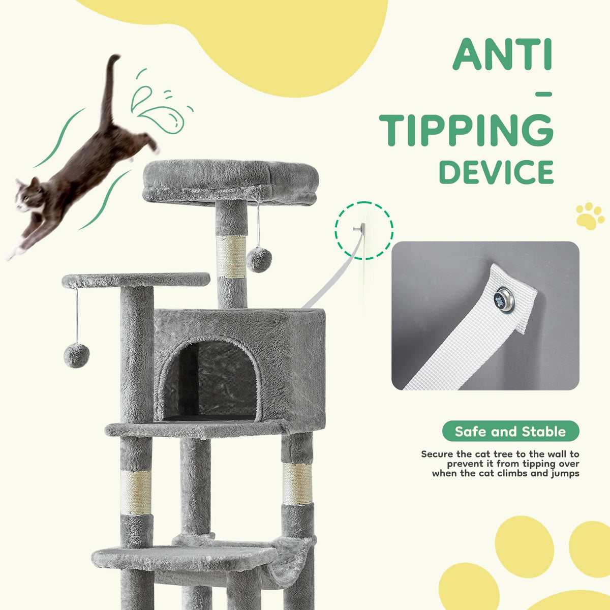 JHK Cat Tree Tall Multi Climbing Tower For Indoor Cats