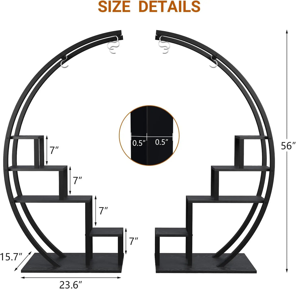 Twister CK Five Tier Metal Plant Stand With Hooks