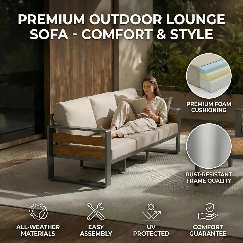 Modern Rattan Outdoor Patio Furniture Garden Set With Table
