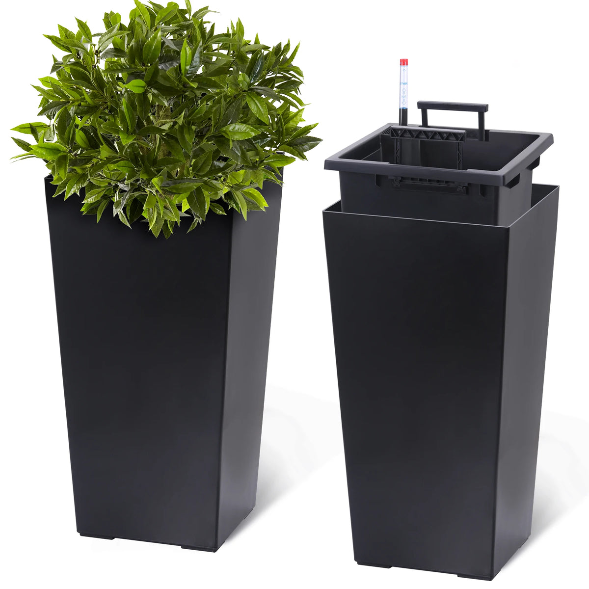HiMISS Self Watering Planters Set Of 2 With Monitor Bucket