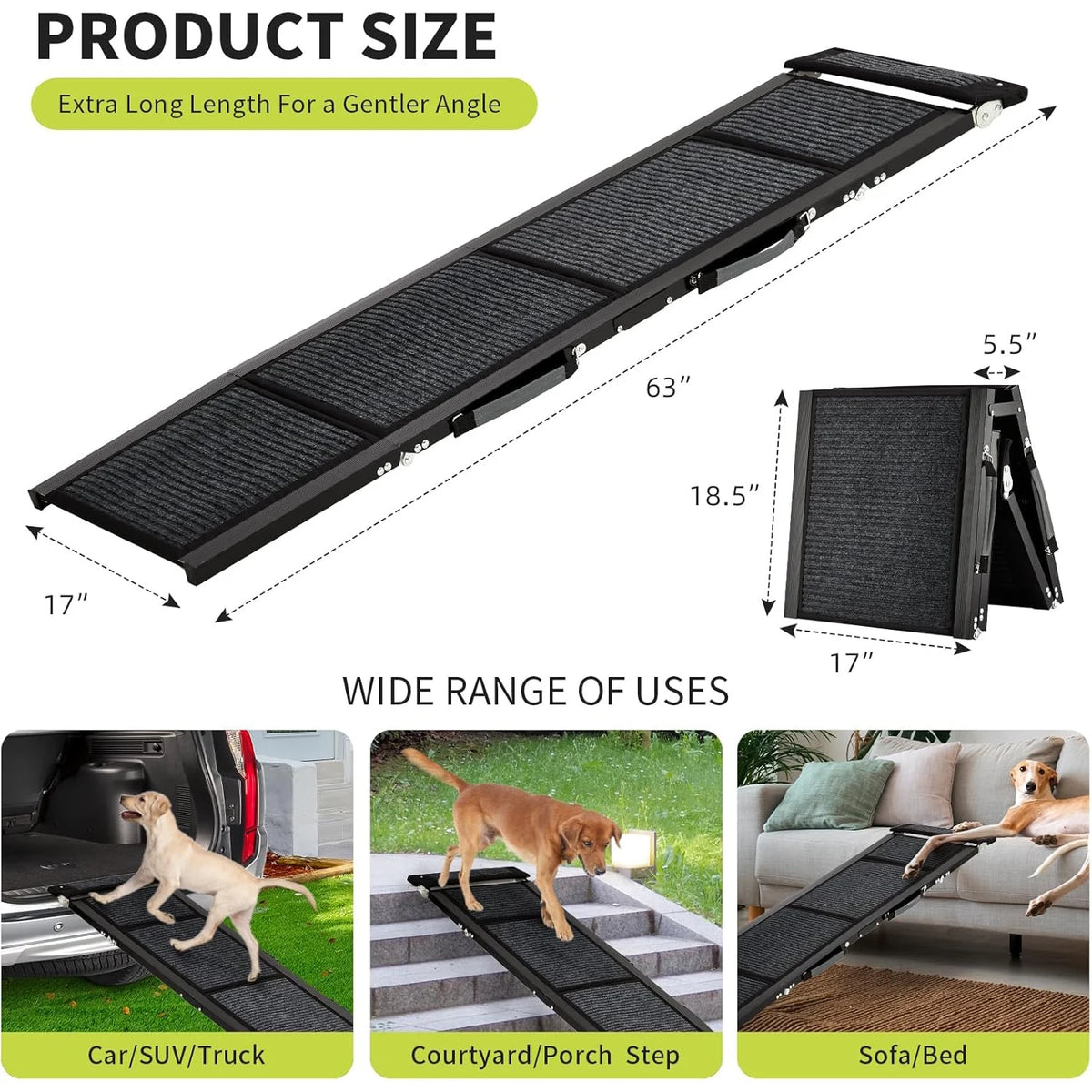 HiMISS Folding Dog Ramp Portable Non Slip Vehicle Pet Ramp