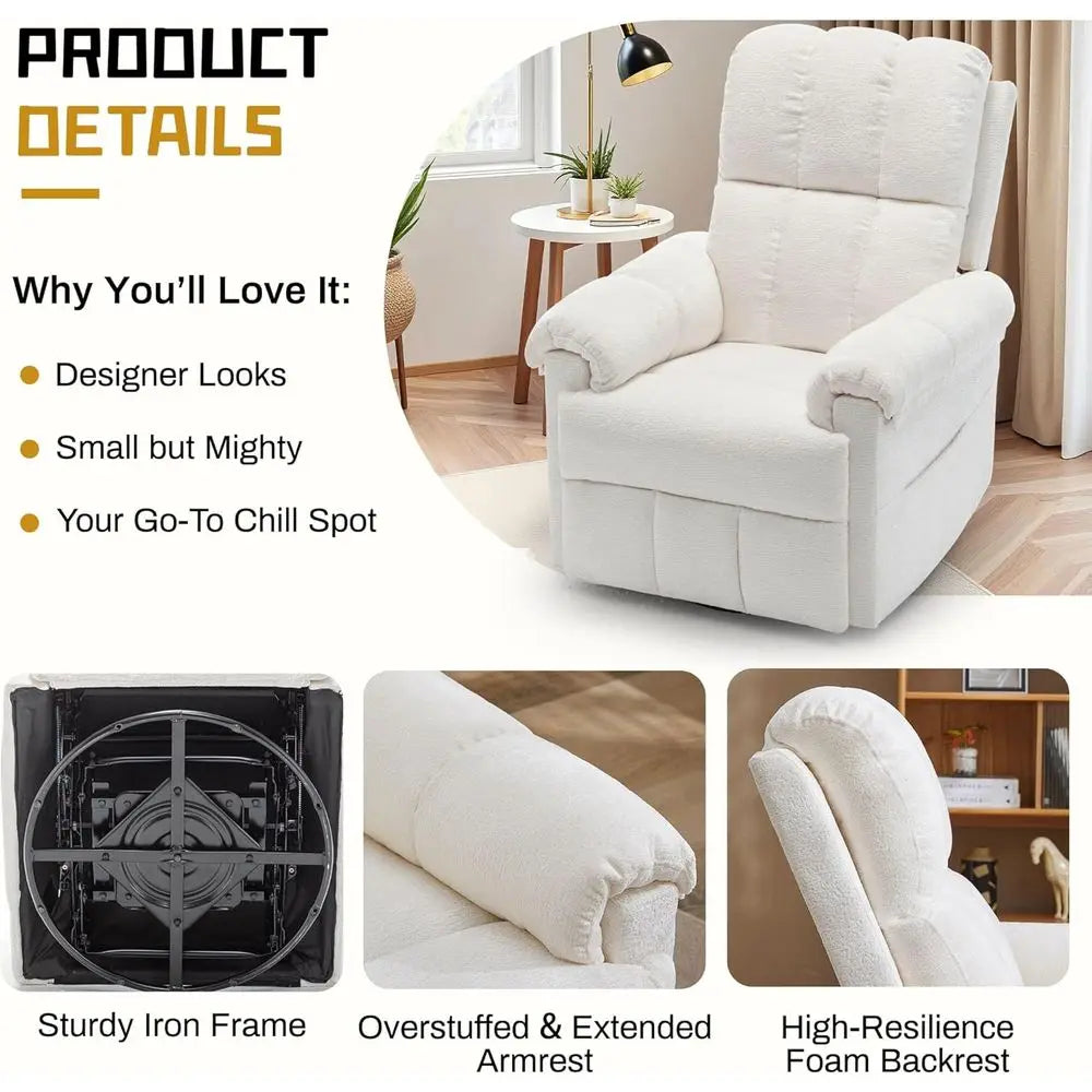 Upholstered Swivel Rocker Recliner Chair For Contemporary Homes