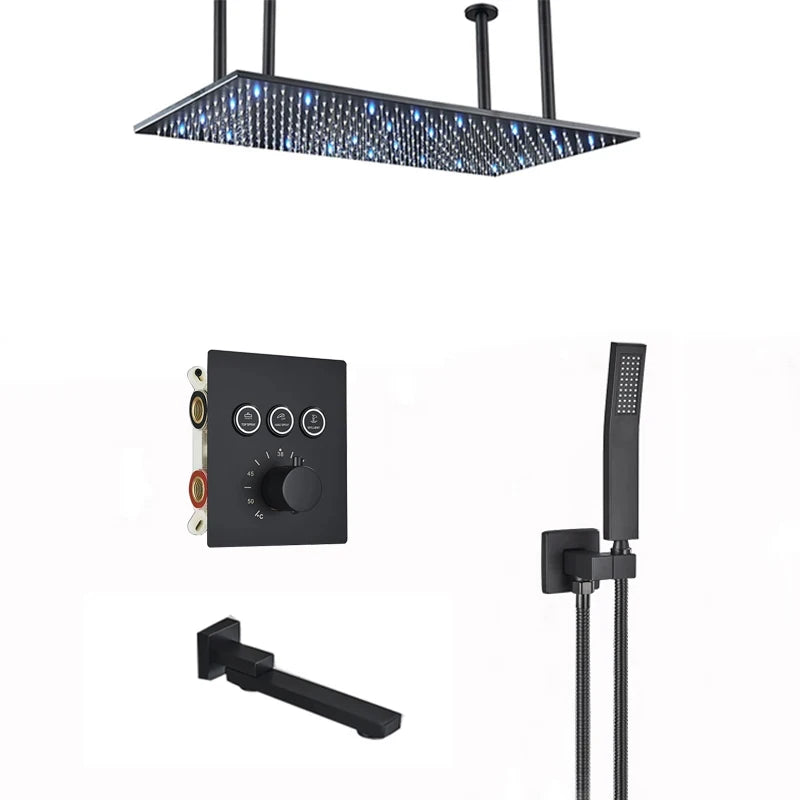 Wanmivezlo Led Rainfall Shower Head Wall Mounted Brass Faucet