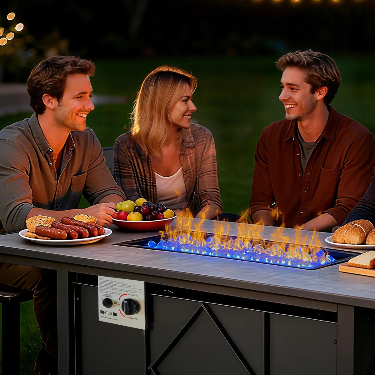 JHK Stainless Steel Propane Fire Pit Table For Outdoor Patio