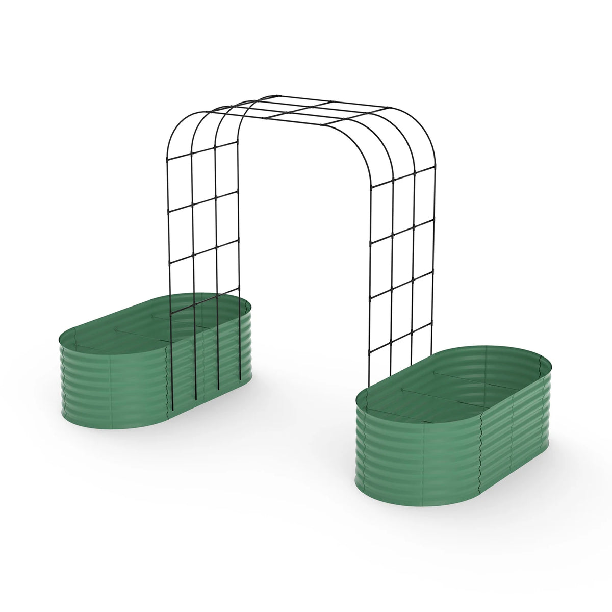 HiMISS Galvanized Raised Garden Bed With Arch Trellis