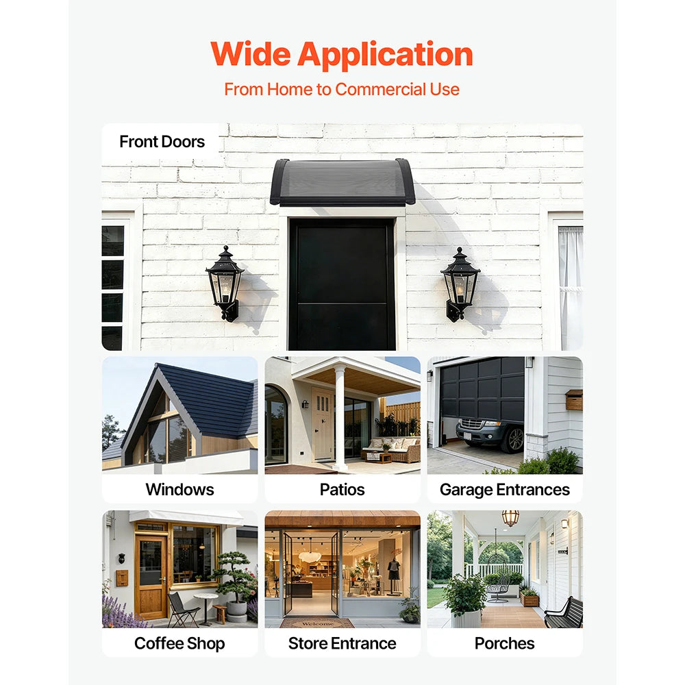 Succebuy Polycarbonate Door Canopy Abs Bracket Rain Shield