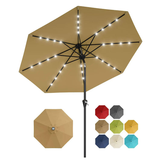 Studyset Solar LED Patio Umbrella With Tilt UV Protected Outdoor