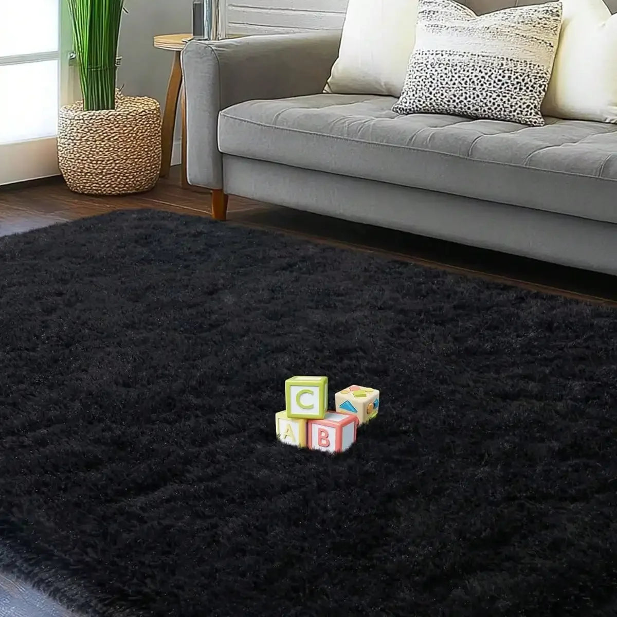 Plush Thick Pile Carpet Non Slip Soft Rug For Living Spaces