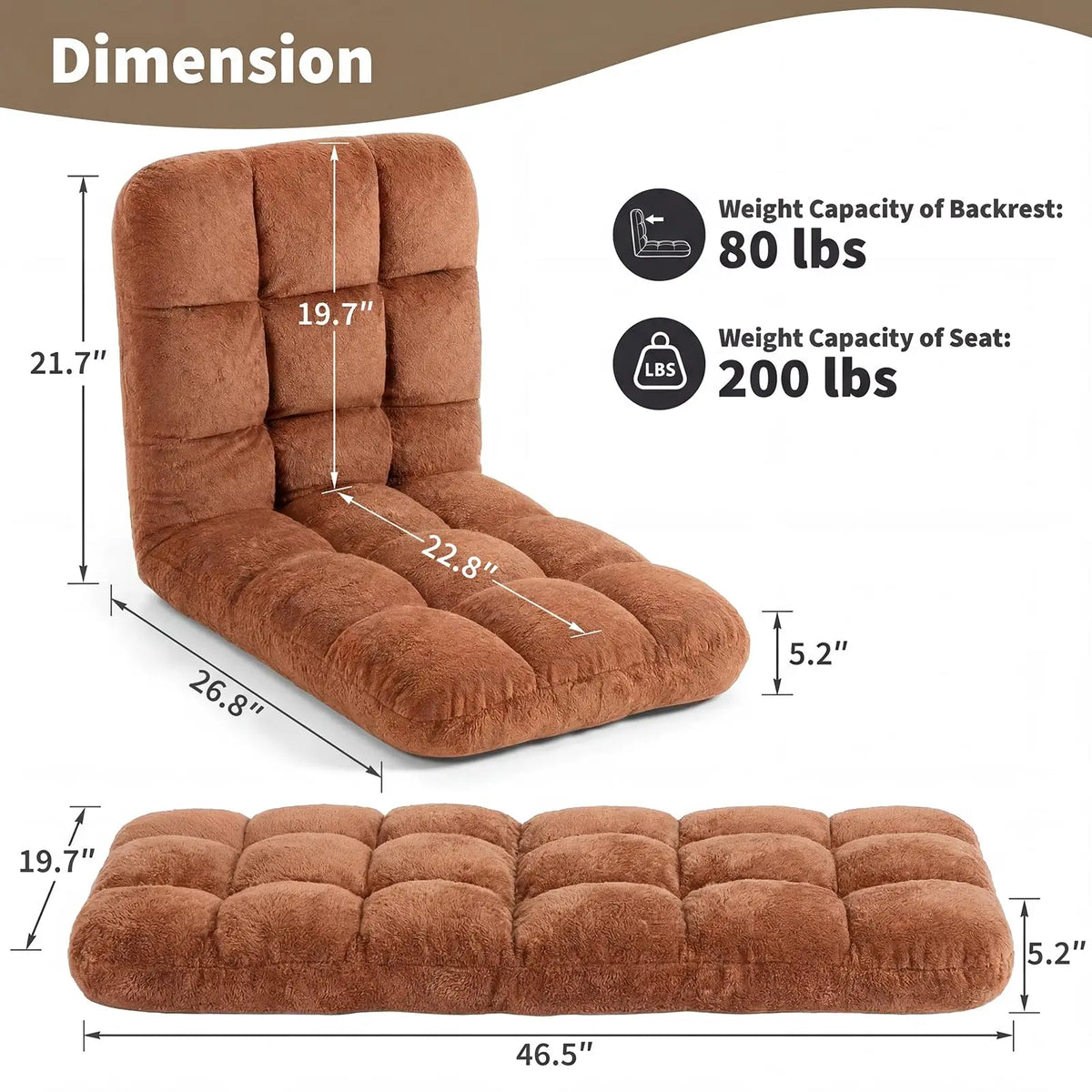 HiMISS Adjustable Floor Chair With Back Support And Foldable Design