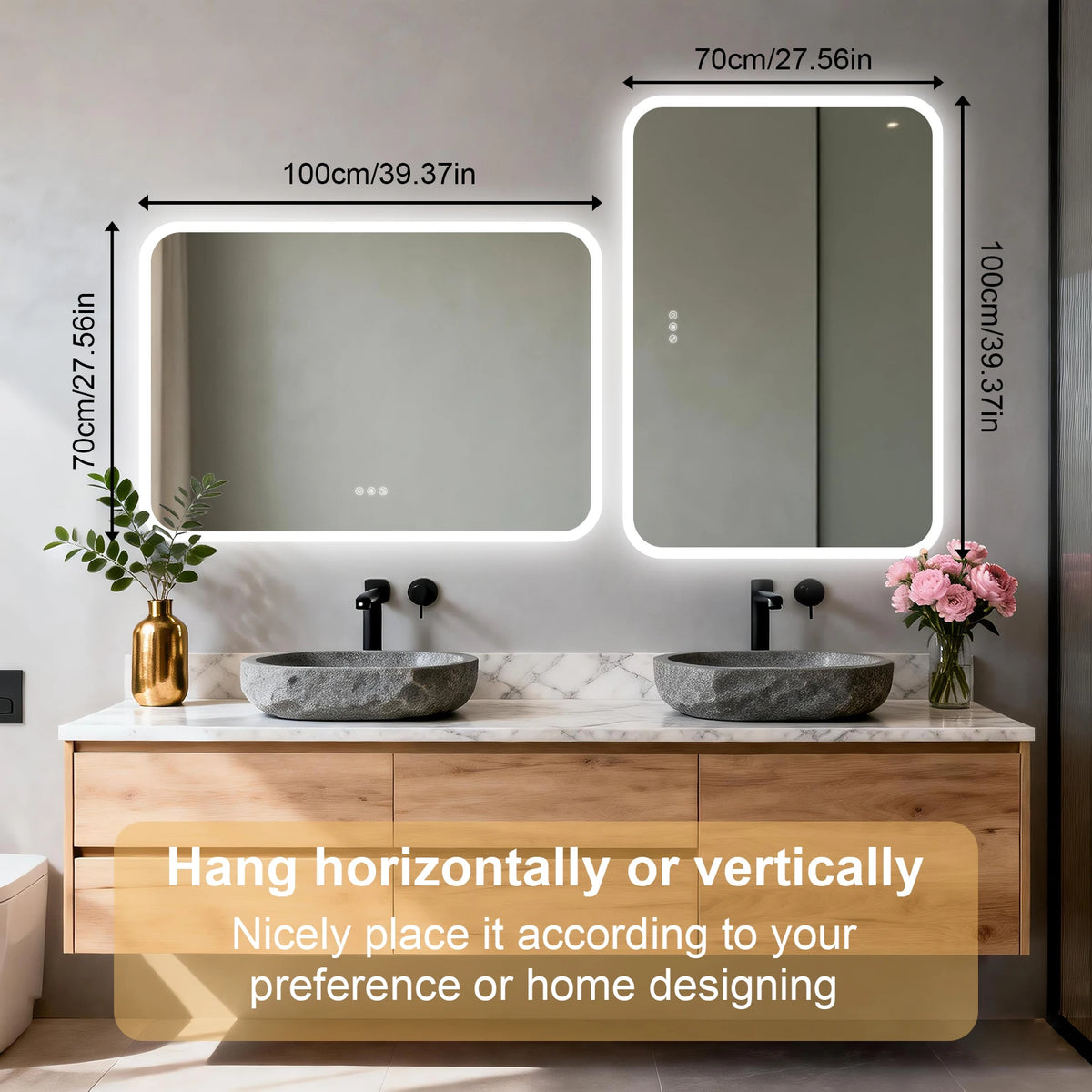 Smart LED Bathroom Mirror With Bluetooth Speakers And Touch Control