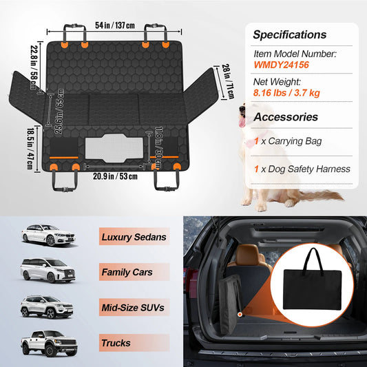 SucceBuy Dog Car Backseat Extender Pad With Mesh Window