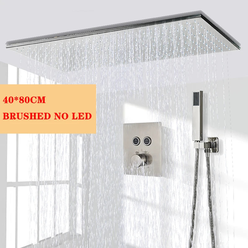 Wanmivezlo Led Rainfall Shower Head Wall Mounted Brass Faucet