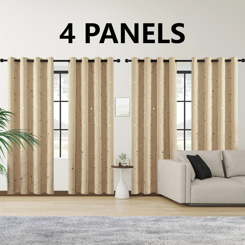 Polyester Thermal Blackout Curtains Grommet Printed Room Darkening For Bedroom