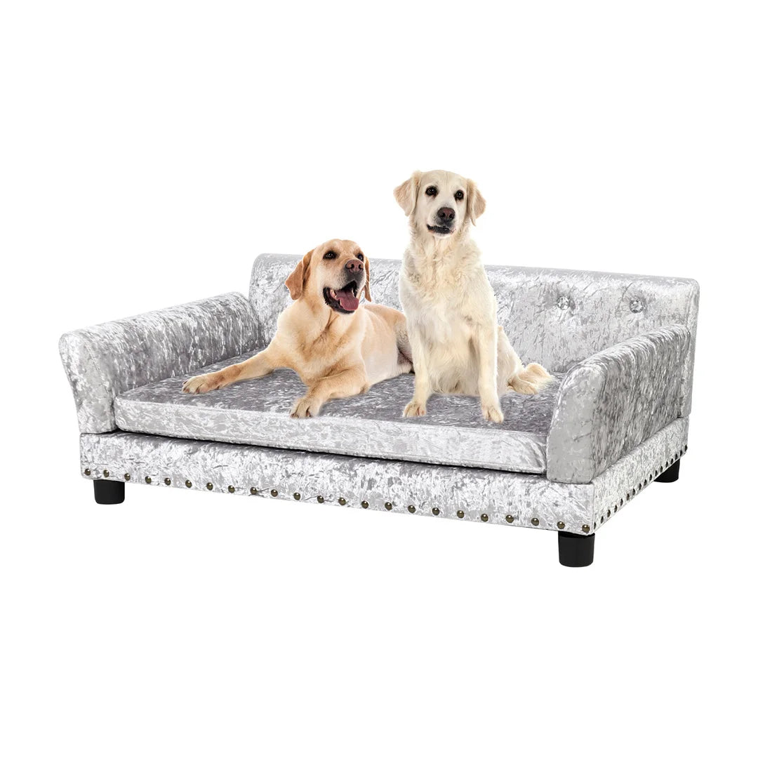 Bingopaw Deluxe Velvet Pet Sofa With Removable Cushion For Dogs