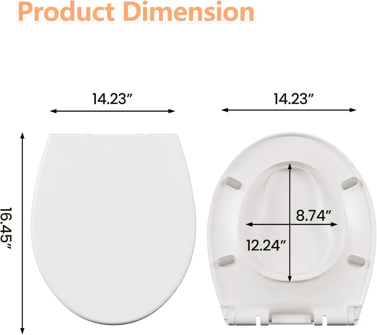 Universal Slow Close Toilet Seat With Antibacterial Quick Release Lid