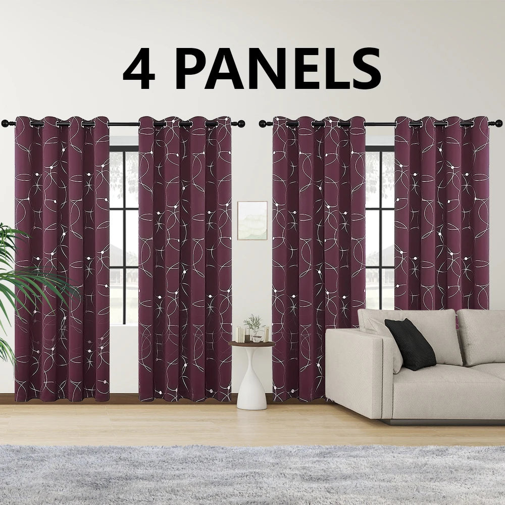 Polyester Thermal Blackout Curtains Grommet Printed Room Darkening For Bedroom