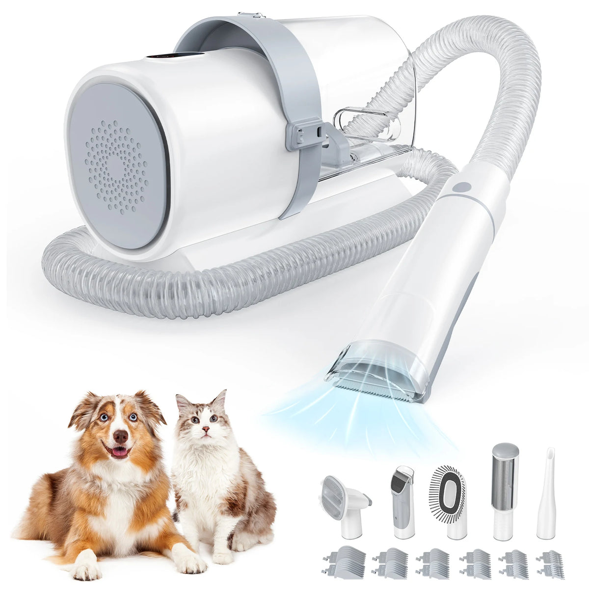 Pet Grooming Vacuum Kit With Cordless Low-Noise Clippers And Tools