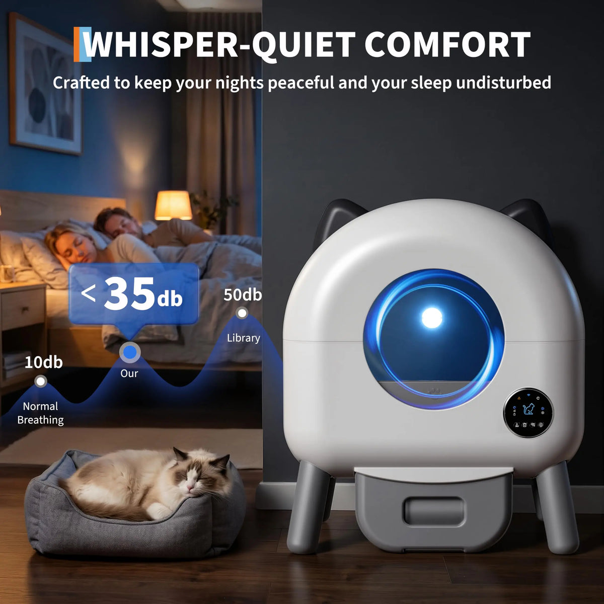 HiMiss Automatic Self Cleaning Cat Litter Box App Odor Control