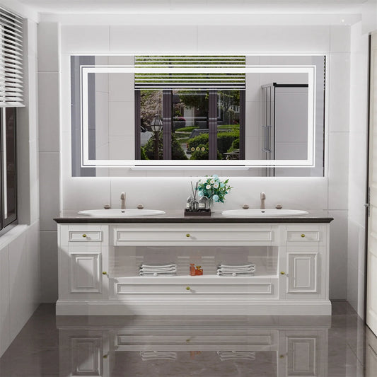 LED Bathroom Mirror With Anti Fog And Dimmable Touch Controls