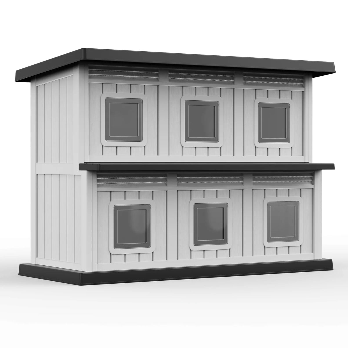 Weatherproof Dual Tier Resin Cat House For Indoor And Outdoor Use
