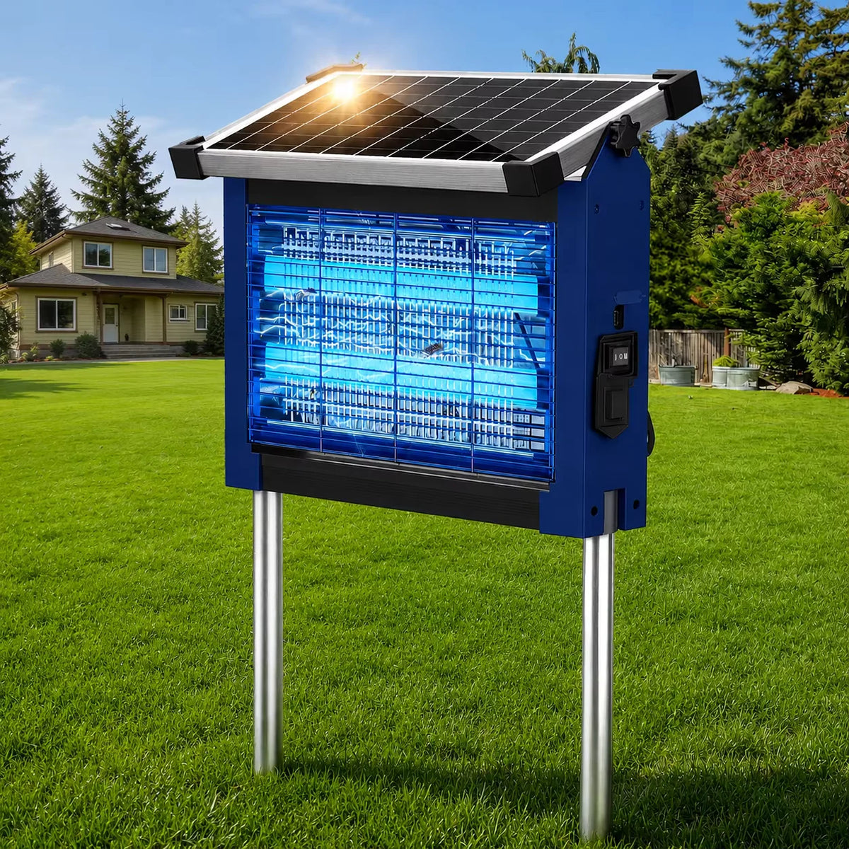 Waterproof 4500V Outdoor Solar Electric Bug Zapper For Garden