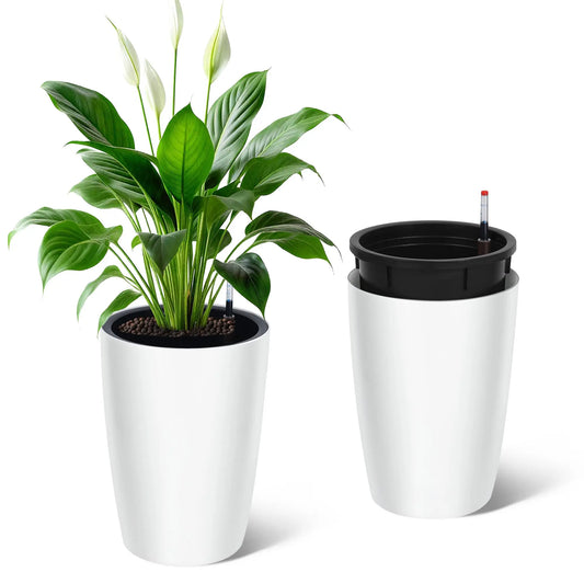 Himiss 16 Inch Self Watering Indoor Outdoor Planters Set