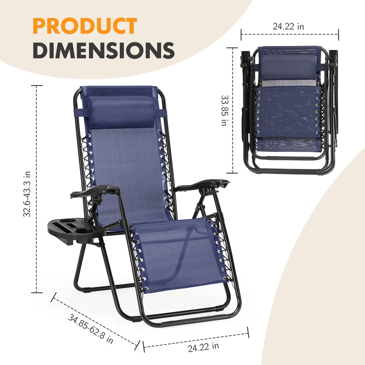 MCQ Outdoor Zero Gravity Folding Recliner Patio Chair With Pillow
