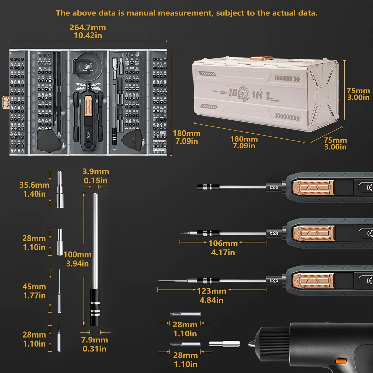 JAKEMY 180 In 1 Precision Magnetic Screwdriver Set Multifunctional Toolkit