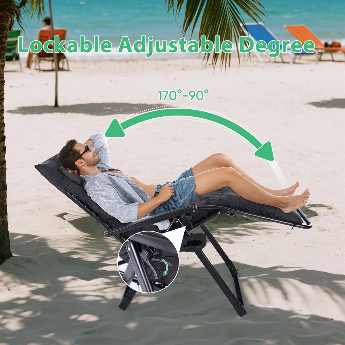 JHK Zero Gravity Recliner Portable Folding Patio Lounge Chair