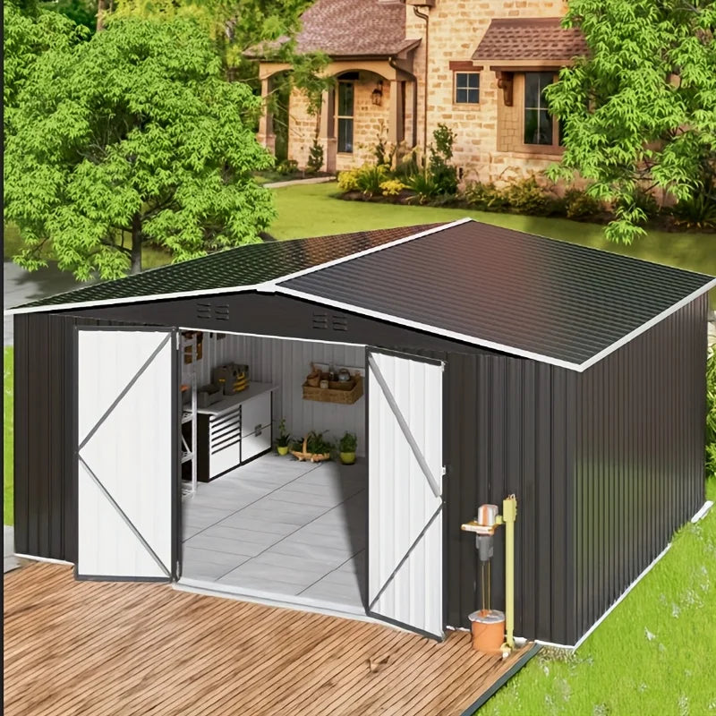 VIWAT Outdoor Metal Storage Shed Heavy Duty Lockable Door Backyard
