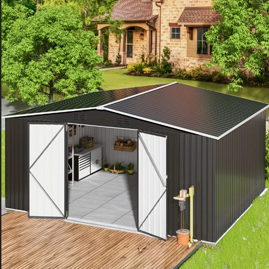 VIWAT Outdoor Metal Storage Shed Heavy Duty Lockable Door Backyard