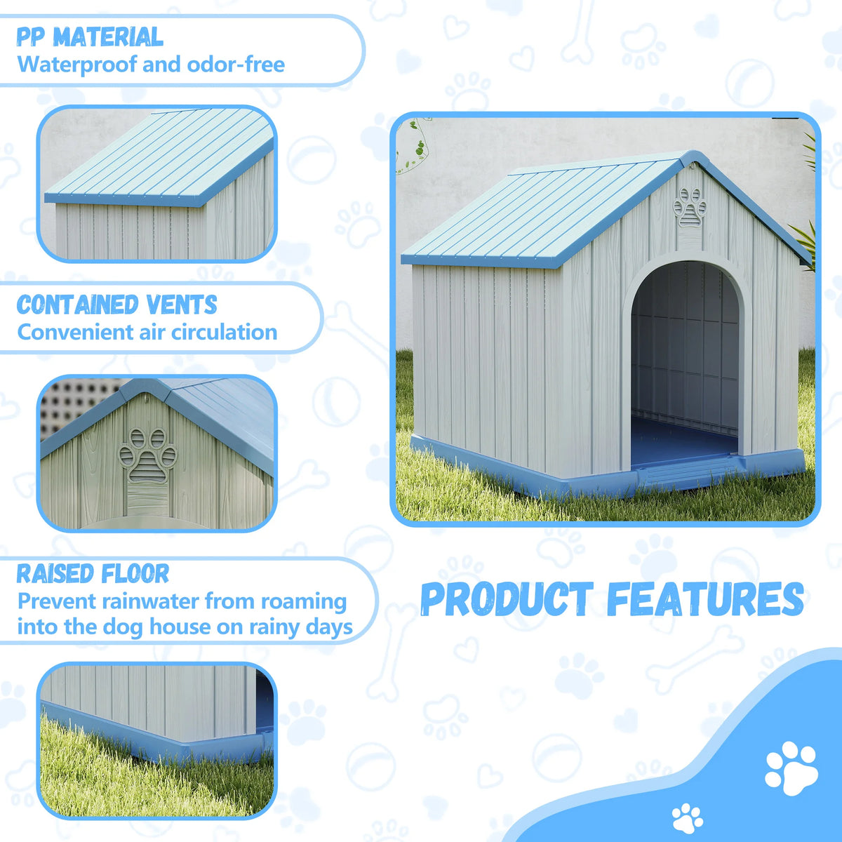 Weatherproof Plastic Dog House For Outdoor And Indoor Pets
