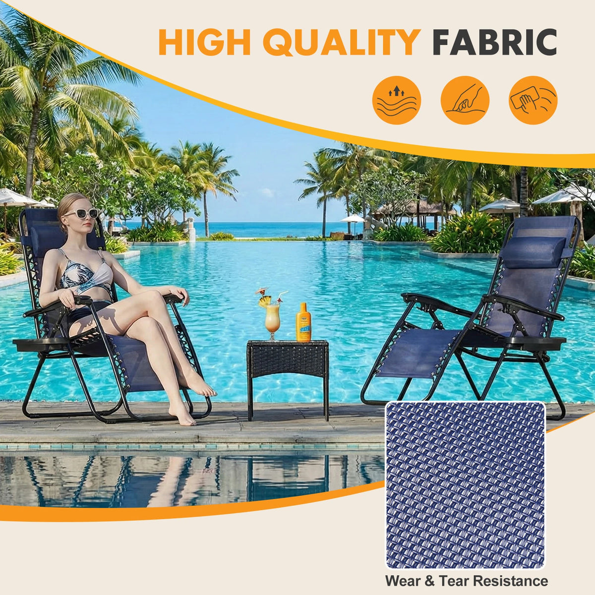 MCQ Outdoor Zero Gravity Folding Recliner Patio Chair With Pillow