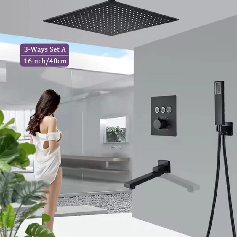 Wanmivezlo Led Rainfall Shower Head Wall Mounted Brass Faucet