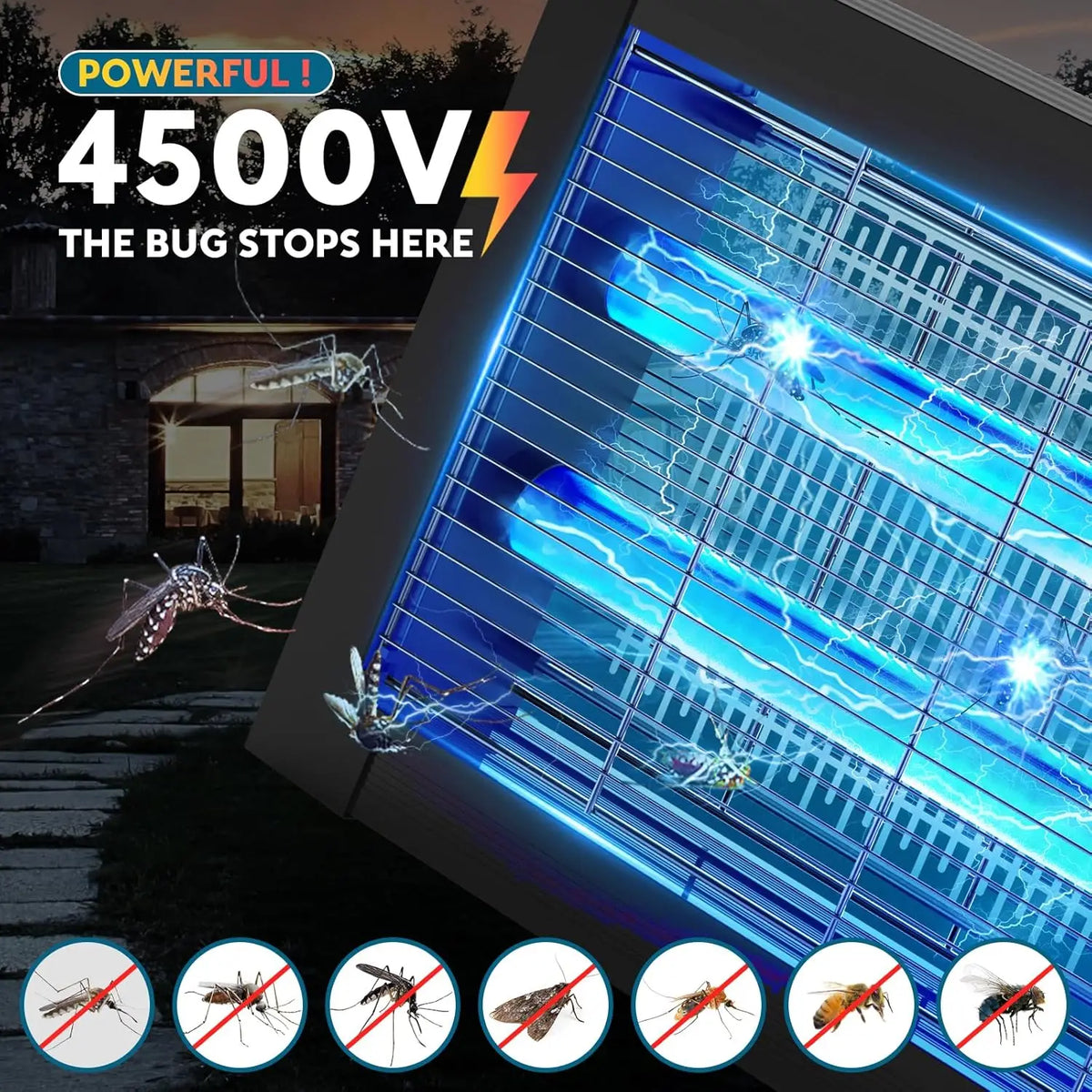 Waterproof 4500V Outdoor Solar Electric Bug Zapper For Garden