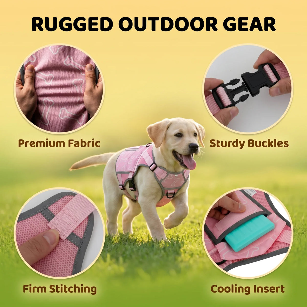 Pet Dog Cooling Vest Harness Jacket With Cooling Packs