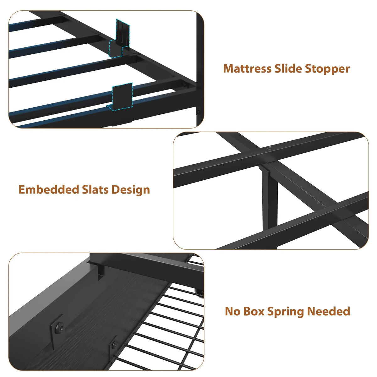 HiMISS Corner Bed Frame With Bookcase Headboard And LED Storage