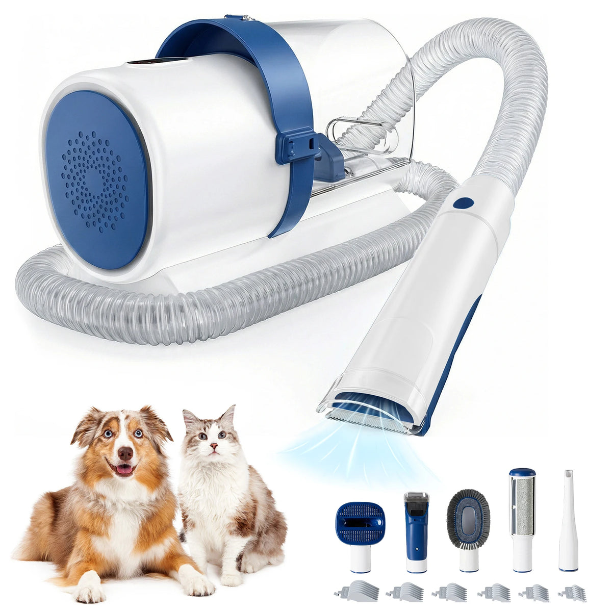 Pet Grooming Vacuum Kit With Cordless Low-Noise Clippers And Tools